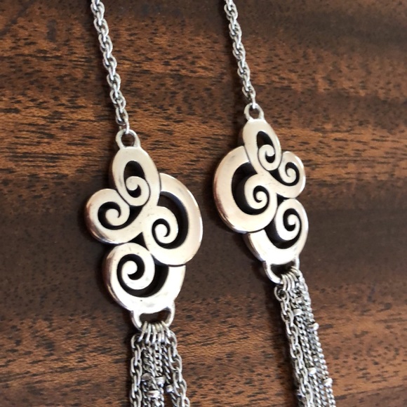 Brighton retired long length multi chain swirl link necklace & earrings - Picture 5 of 16